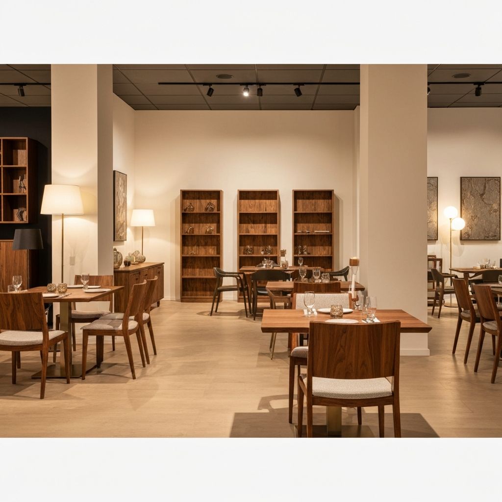 Interior design showroom with modern furniture